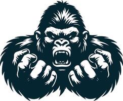 Gorilla face with angry expression illustration vector