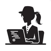 IT Professional Silhouette The Art of Coding vector