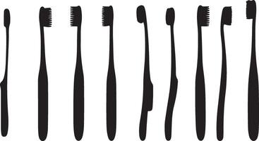 A set of six different toothbrushes on a white background vector