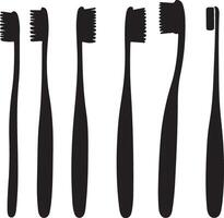 A set of six toothbrushes with different shapes vector