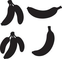 A set of four bananas silhouettes on a white background vector