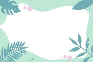 Botanical horizontal frame with exotic leaves and abstract shapes. vector