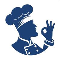 A chef with a hand up and a sign of the cross vector