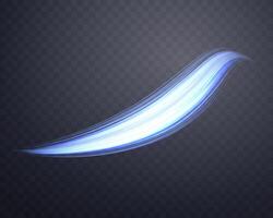 Glowing blue lines. Neon realistic energy speed. Abstract light effect on a dark background. vector