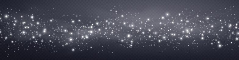 White glittering dots, particles, stars magic sparks. Glow flare light effect. Silver luminous points. vector