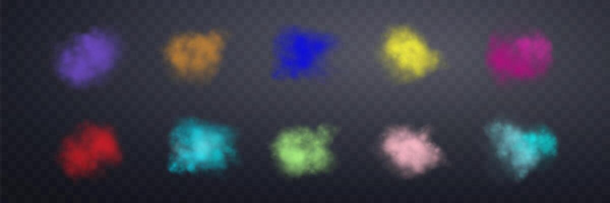 Different colors realistic smokes or haze. Magic fog, vapor