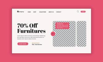 The new arrival furniture website landing page ui ux design template vector