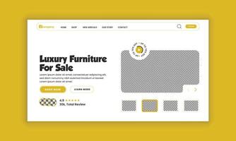 Office interior website landing page hero section and web banner user interface design template vector