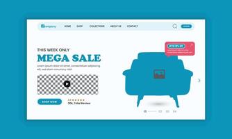 New collection Furniture Sale website landing page hero section and web banner user interface design template vector
