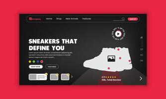 Sneakers Sale Website Landing Page User Interface and User Experience Design Template vector