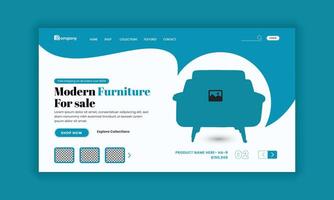 Chair store website landing page ormodern furniture sales website homepage hero section and horizontal banner template vector