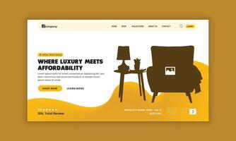 Elegant and stylish Furniture website landing page hero section and web banner user interface design template vector