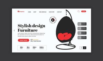 Exclusive collection Furniture Product sale website landing page hero section and web banner user interface design template vector
