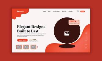 The Furniture Store website landing page hero section and horizontal banner user interface design template vector