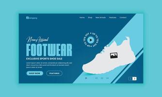 Footwear and Exclusive Sports Shoe Website Landing Page User Interface and User Experience Design Template vector
