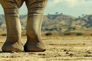 The elephant's legs are long photo