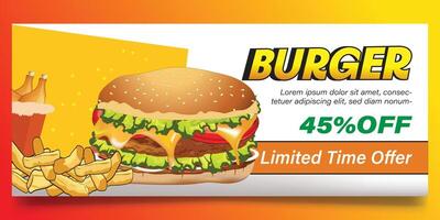 Clean and simple burger banner design vector