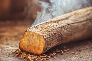 A log with smoke coming out of it photo