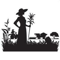 Agricultural Worker Silhouette for Farming Projects vector