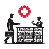Pharmacy Worker Silhouette for Healthcare Projects vector