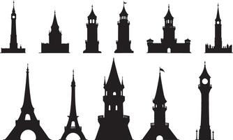 castle of set black and white vector