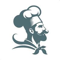Chef hat icon with mustache and beard vector