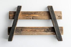 A wooden ladder with two wooden slats photo