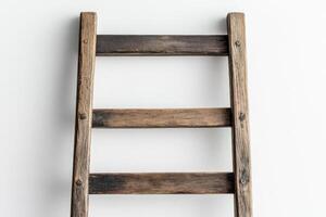 A wooden ladder against a white background photo
