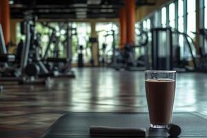 A glass of milk and a bar of chocolate photo