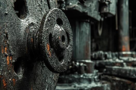 Close up of a rusty metal machine photo