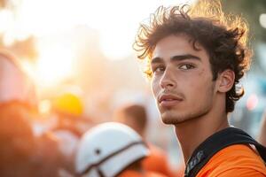 A man with curly hair photo