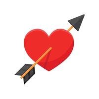 Heart with arrow icon in flat style. Valentines day illustration on isolated background. Amour sign business concept. vector