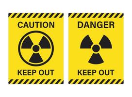 Radioactive material warning icon in flat style. Radiation danger illustration on isolated background. Caution sign business concept. vector