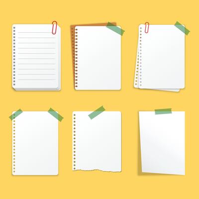 White sheet of paper in flat style. Empty paper note illustration on isolated background. Blank document sign business concept.