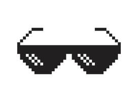 Pixel sunglasses icon in flat style. Glasses illustration on isolated background. Funny accessory sign business concept. vector