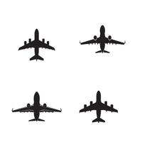 Minimalistic Black Silhouette of Airplane in Flight vector