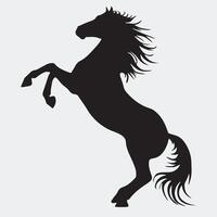 Minimalistic Black Silhouette of a Rearing Horse with Flowing Mane and Tail vector