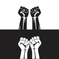 Black and White Minimalistic Illustration of Two Raised Clenched Fists vector