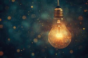 A Glowing Lightbulb with Sparkling Dust photo