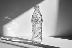 A Single Clear Plastic Water Bottle in a Monochromatic Setting photo