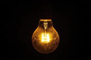 A Glowing Light Bulb Against a Dark Background photo
