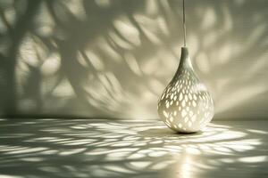 White Ceramic Lamp Casting Shadows on a White Surface photo