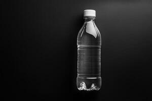 A Single Plastic Bottle of Water on a Black Background photo