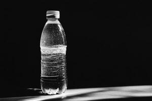 A Single Water Bottle in a Dark Setting photo