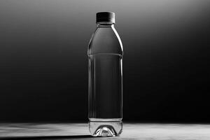 A Clear Plastic Water Bottle on a Gray Surface photo