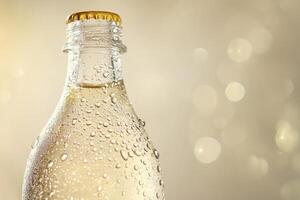 Close-up of a Glass Bottle Covered in Water Droplets photo