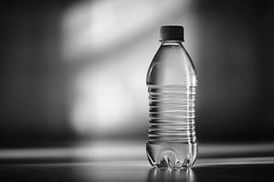 Single Plastic Water Bottle on a Gray Surface photo