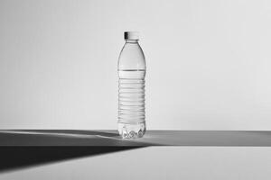 A Single Plastic Water Bottle with White Cap on a White Surface photo