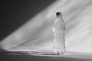 Single Plastic Water Bottle with White Cap on White Surface photo