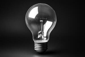 A Single Incandescent Light Bulb on a Black Background photo